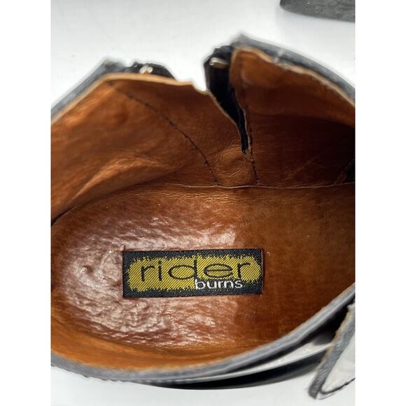 Rider Burns Vintage Black Patent Leather Stacked Heel Ankle Boots Sz 38.5/US 8 - Picture 7 of 16